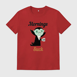 Мужская футболка Вампир с чашкой кофе