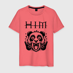 Футболка хлопковая мужская HIM - rock panda, цвет: коралловый