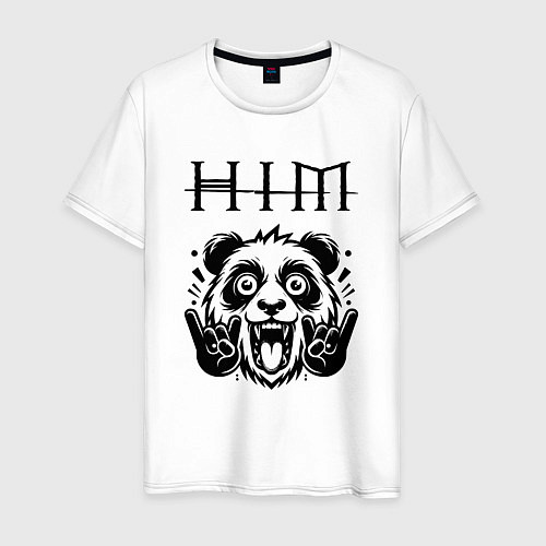 Мужская футболка HIM - rock panda / Белый – фото 1