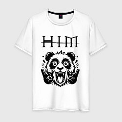 Футболка хлопковая мужская HIM - rock panda, цвет: белый