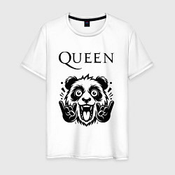 Футболка хлопковая мужская Queen - rock panda, цвет: белый