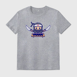 Футболка хлопковая мужская Суши ниндзя, цвет: меланж