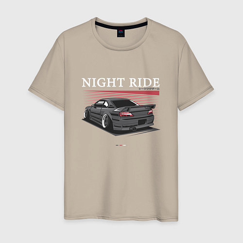 Мужская футболка Nissan skyline night ride / Миндальный – фото 1