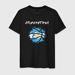 Футболка хлопковая мужская Баскетбол Аргентины, цвет: черный