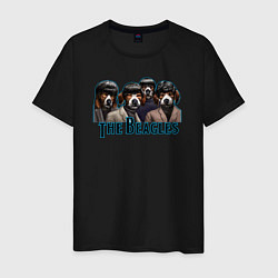 Футболка хлопковая мужская Beatles beagles, цвет: черный