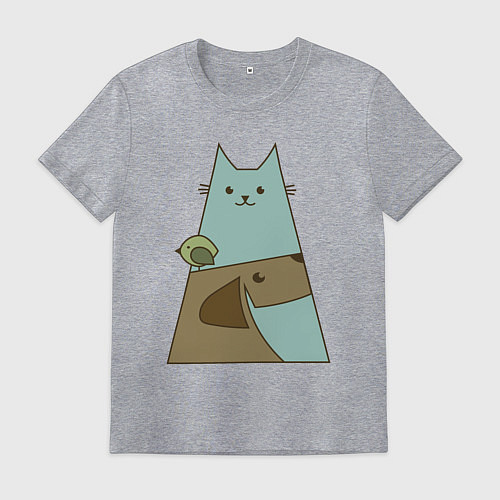 Мужская футболка Собачка птичка кошечка / Меланж – фото 1