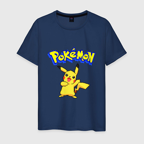 Мужская футболка Pikachu 8-bit pixels / Тёмно-синий – фото 1