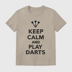 Футболка хлопковая мужская Расслабься и играй в дартс, цвет: миндальный