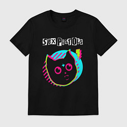 Футболка хлопковая мужская Sex Pistols rock star cat, цвет: черный