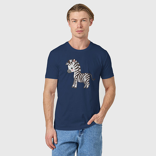 Мужская футболка Маленькая зебра / Тёмно-синий – фото 3
