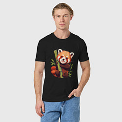 Футболка хлопковая мужская The Red Panda, цвет: черный — фото 2