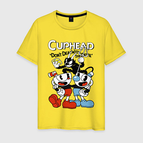 Мужская футболка Cuphead - devil / Желтый – фото 1