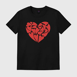 Футболка хлопковая мужская Hearts of love, цвет: черный