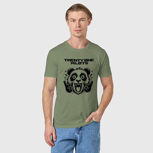 Мужская футболка Twenty One Pilots - rock panda / Авокадо – фото 3