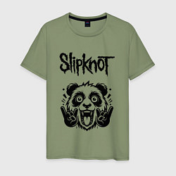 Футболка хлопковая мужская Slipknot - rock panda, цвет: авокадо