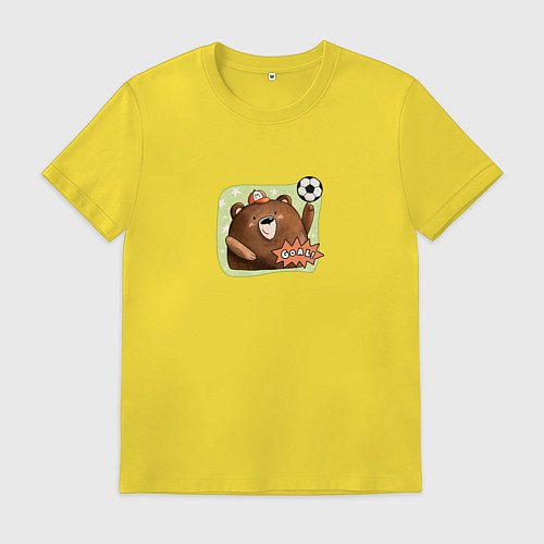 Мужская футболка Медведь футболист / Желтый – фото 1