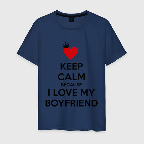 Мужская футболка I love my boyfriend / Тёмно-синий – фото 1
