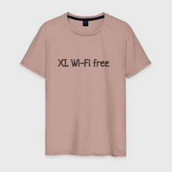 Футболка хлопковая мужская Wi-fi бесплатный, цвет: пыльно-розовый