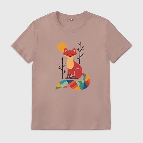 Мужская футболка Лиса под солнцем между деревьями / Пыльно-розовый – фото 1