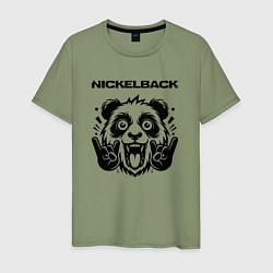 Футболка хлопковая мужская Nickelback - rock panda, цвет: авокадо
