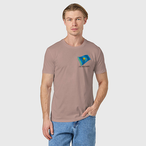 Мужская футболка Im Kazakh - motto / Пыльно-розовый – фото 3