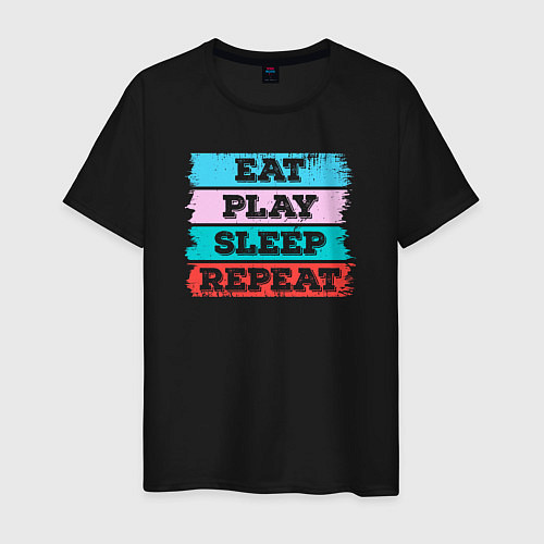 Мужская футболка Eat play sleep repeat / Черный – фото 1