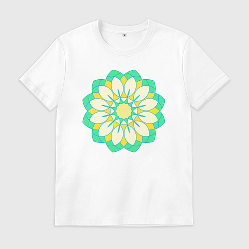 Мужская футболка Мандала зеленых оттенков / Белый – фото 1