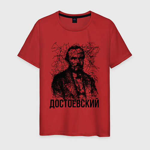 Мужская футболка Достоевский лайнарт портрет / Красный – фото 1