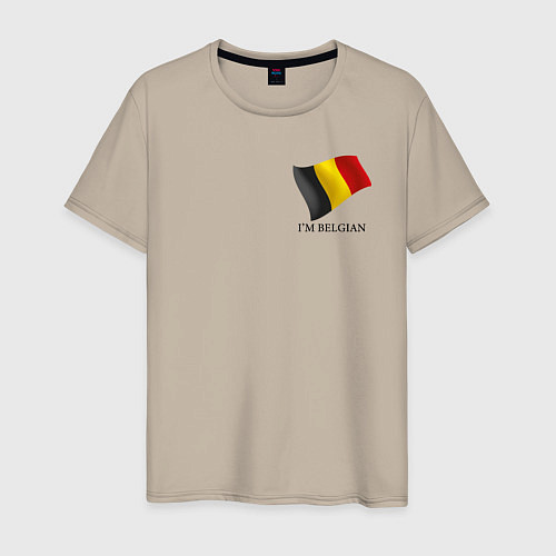 Мужская футболка Im Belgian - motto / Миндальный – фото 1