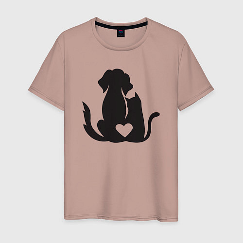 Мужская футболка Dog and cat love / Пыльно-розовый – фото 1