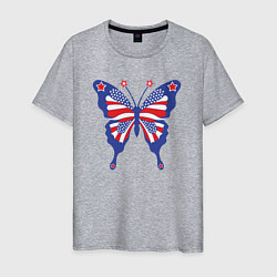 Футболка хлопковая мужская USA butterfly, цвет: меланж