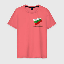 Футболка хлопковая мужская Im Bulgarian - motto, цвет: коралловый