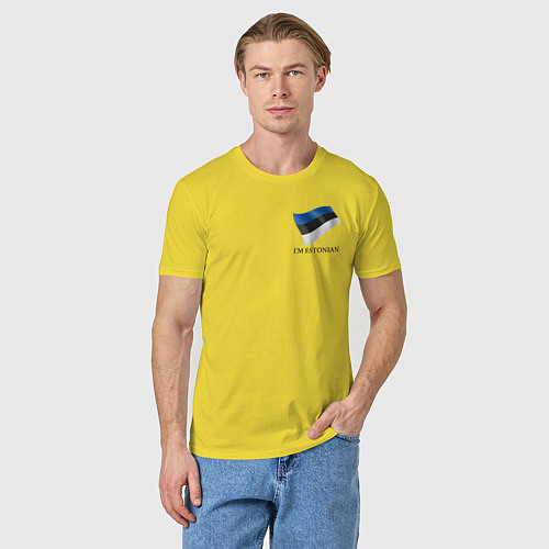 Мужская футболка Im Estonian - motto / Желтый – фото 3