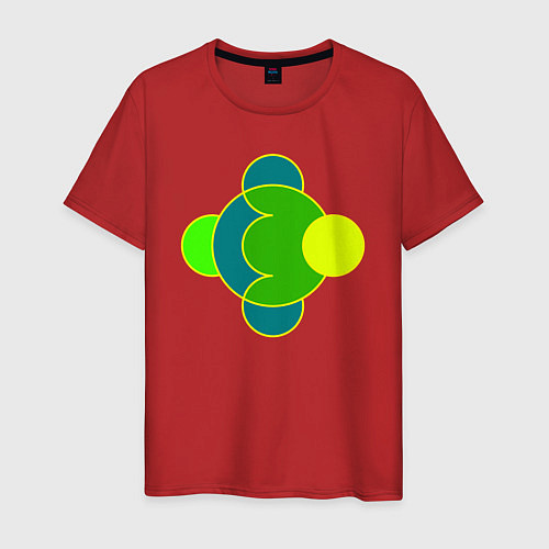 Мужская футболка Фигура из окружностей желто-зеленая / Красный – фото 1
