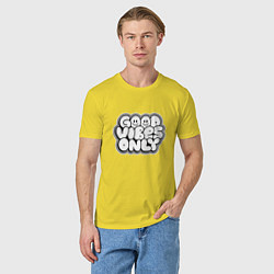 Футболка хлопковая мужская Goof vibes black, цвет: желтый — фото 2