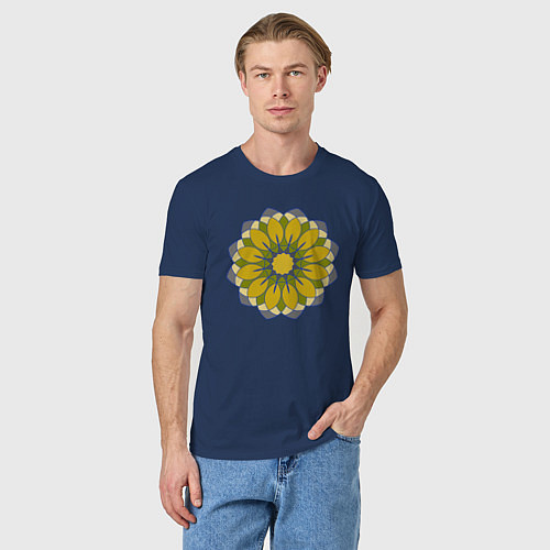Мужская футболка Мандала оливковых оттенков / Тёмно-синий – фото 3