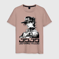 Футболка хлопковая мужская Jotaro Kujo - jojo ai art, цвет: пыльно-розовый