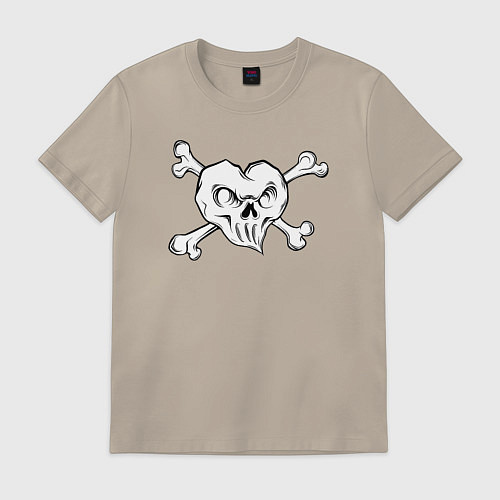 Мужская футболка Heart skull / Миндальный – фото 1