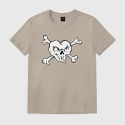 Футболка хлопковая мужская Heart skull, цвет: миндальный
