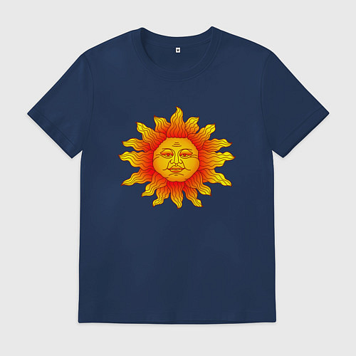 Мужская футболка Огненное солнце / Тёмно-синий – фото 1