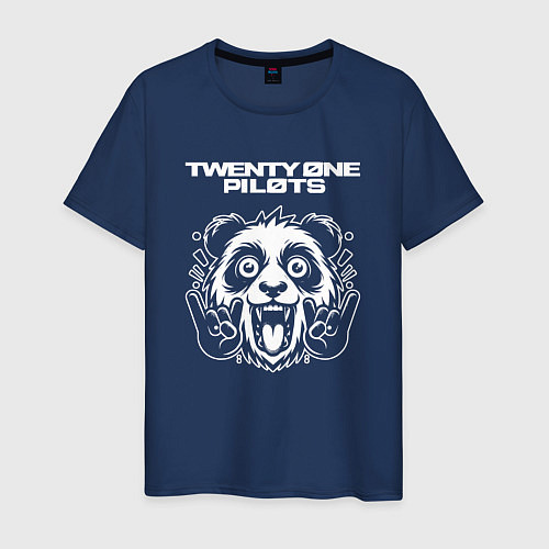 Мужская футболка Twenty One Pilots rock panda / Тёмно-синий – фото 1