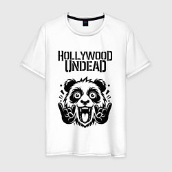 Футболка хлопковая мужская Hollywood Undead - rock panda, цвет: белый