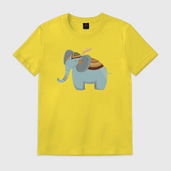 Футболка хлопковая мужская Cute elephant, цвет: желтый