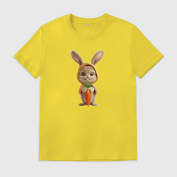Мужская футболка Веселый заяц - кролик с морковкой