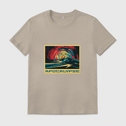 Футболка хлопковая мужская Апокалипсис скоро, цвет: миндальный