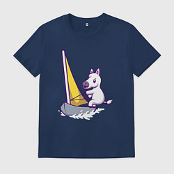 Футболка хлопковая мужская Лошадь яхтсмен, цвет: тёмно-синий
