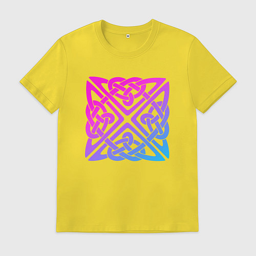 Мужская футболка Квадратный лиловый кельтский узор / Желтый – фото 1