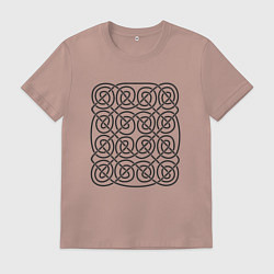 Футболка хлопковая мужская Кельтский бесконечный черный узор, цвет: пыльно-розовый