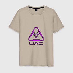 Футболка хлопковая мужская UAC фиолетовый, цвет: миндальный