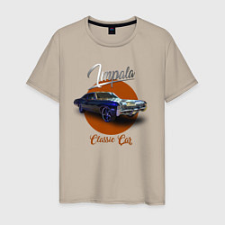 Футболка хлопковая мужская Американская автоклассика Chevrolet Impala, цвет: миндальный
